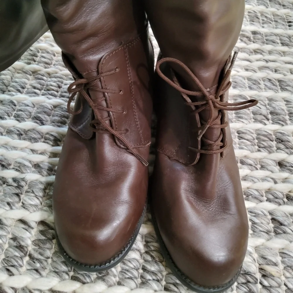 Blondo Brown Leather Lace-Up Riding Boots Size 8,5